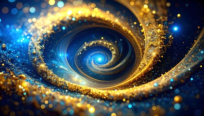 Abstract golden swirl in cosmic space high resolution photo