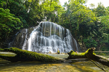 Wapsdori Waterfall, Biak, Papua. Nature in Biak. Natural scenery in the form of exotic forests in...