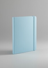 Light blue folder standing upright on neutral gray background. Chancellery  