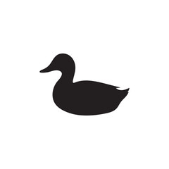 Silhouette duck vector flat design on white background.