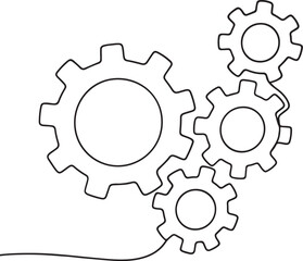Gear Wheels Industrial Machinery Minimal Line Illustration