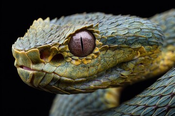 Fototapeta premium Snake Fangs. Venomous Bush Viper Fangs in Close-up Detail