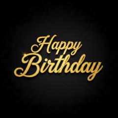 Golden Happy Birthday Text on Elegant Background Illustration
