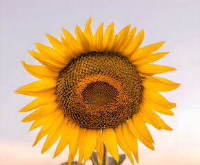 Vibrant Sunflower Close-Up Against Soft Sky