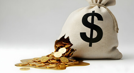 Sack of Gold Coins Overflowing
