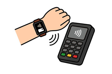 Smartwatch enables contactless payment at a point of sale in a busy retail environment
