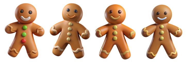 Colorful gingerbread figures with frosting details are displayed together. These festive treats embody the joy of holiday baking and seasonal celebrations.