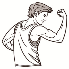 Fototapeta premium Muscular man flexing arm in tank top bicep