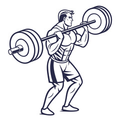 Muscular man lifting heavy barbell bodybuilder weightlifter