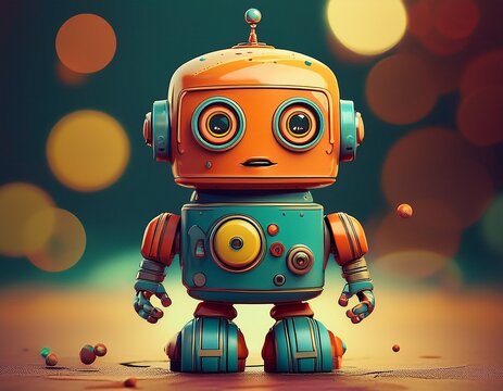 retro robot cute toy representation