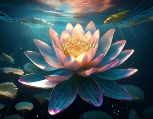 a water lily underwater
