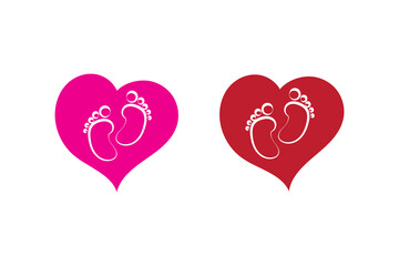Baby feet heart silhouette icon vector illustration design. cute baby feet logo design. vector illustrator.