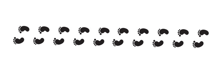 Black baby's prints footpath. baby's step print feet. Baby Feet new born. vector illustrator