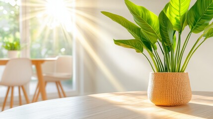 green plant in vase on table