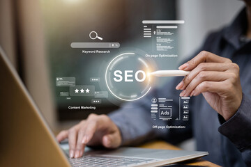 Digital Marketing SEO Analytics Dashboard on Laptop