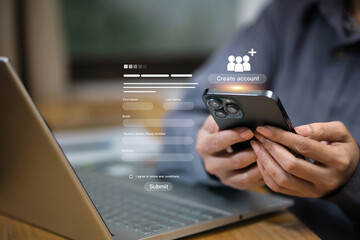 Mobile Account Registration and Online Signup Form Interface
