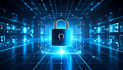 Cyber Security Digital Lock.