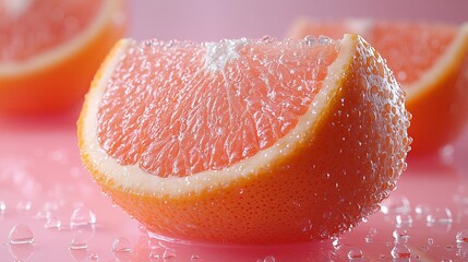 A slice of orange with a few drops of water on it