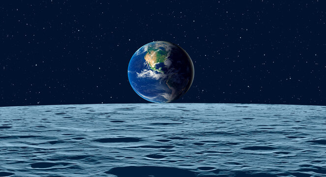 The Earth as Seen from the Surface of the Moon "Elements of this Image Furnished by NASA"