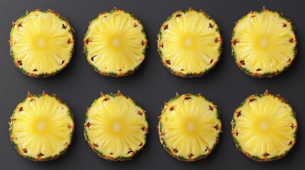 A close up of a bunch of pineapple slices