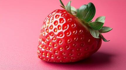 Close up of strawberry on pink background