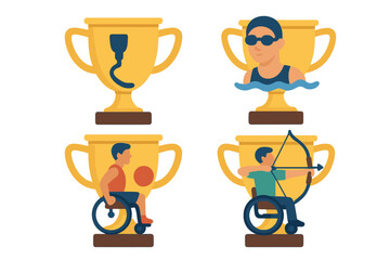 Sports trophies representing different athletic abilities and activities in a vibrant, modern graphic design
