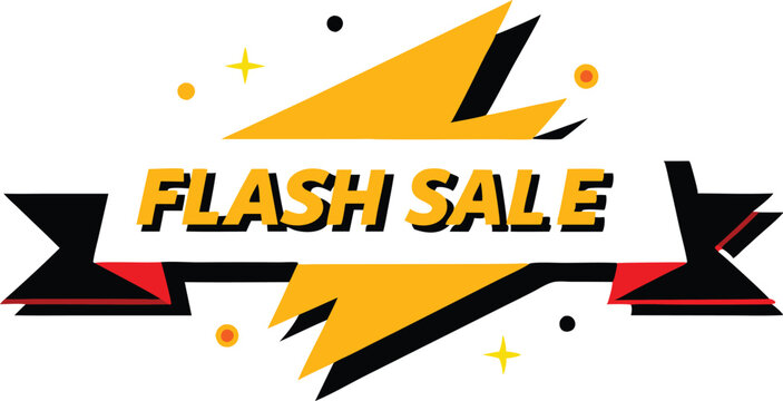 A series of "Flash Sale" banners featuring typography and dynamic visual elements, designed to grab attention for promotional offer