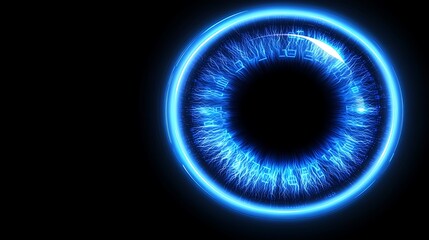Detailed view of a glowing blue eye.