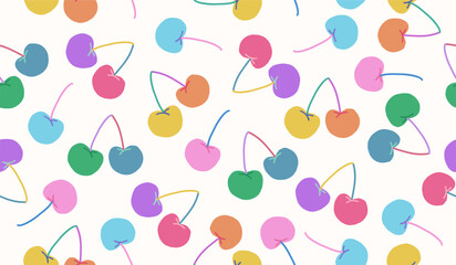 Cute cherry fruits pattern background vector design