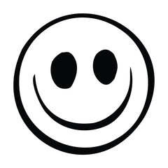 Fototapeta premium Smiling happy face shows a simple black and white graphic