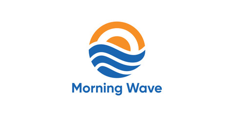 logo design sun and wave,sunrise,sea,beach,design creative modern.