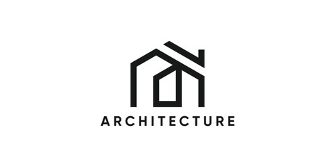 logo design architect and home,minimalist line design modern.