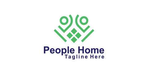 logo deign people and home,design agent real estate,design creative modern.