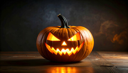 Halloween Jackolantern on wood.