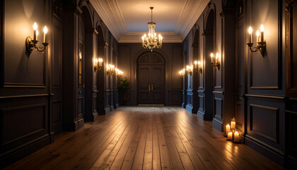 Fototapeta premium Dark Grand Hallway Interior.