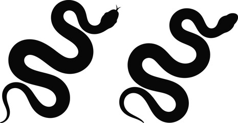 Obraz premium Set of 2 black snake silhouettes vector