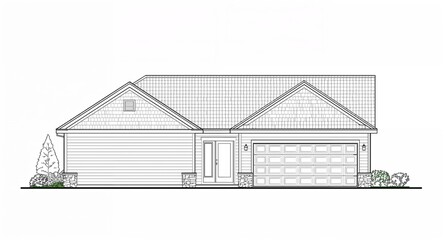 Obraz premium Garage side view of a detached house line art hand drawing in plain white background