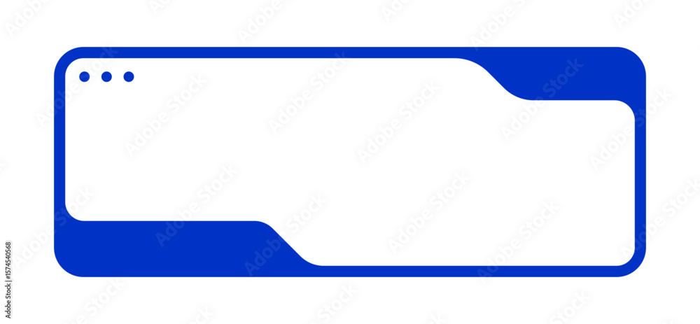 Poster flat blue ui window frame with rounded corners and minimalist design. clean digital interface mockup