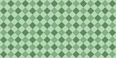 Seamless green argyle pattern with classic diamond shapes in vector style
