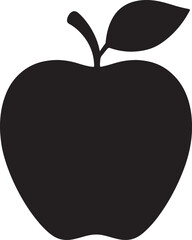 Minimalist Apple Silhouette Fresh Fruit Black Illustration