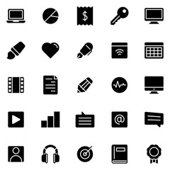Collection of Basic Webinar Related Vector Solid Icons. Contains Icons like Computer, Date, Paper, Login and more. Editable stroke. 48x48 pixels