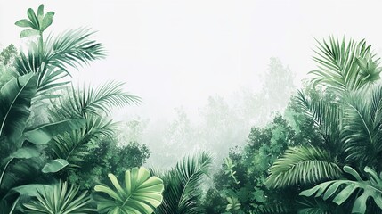 Green leaves frame with natural background and seasonal foliage