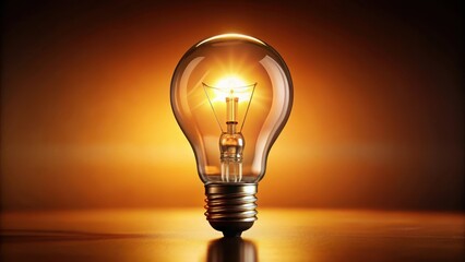 A single bright lit incandescent light bulb with a warm glow