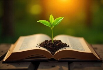 New Life from Knowledge: A Sprouting Plant on an Open Book