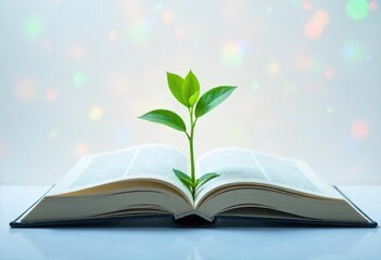 New Life from Knowledge: A Sprouting Plant on an Open Book