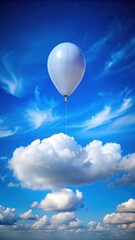 Obraz premium A lone balloon floats gently upwards against a bright blue sky with fluffy white clouds