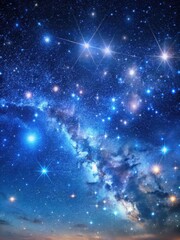 Fototapeta premium Vast starry night sky with twinkling celestial bodies in shades of indigo and blue