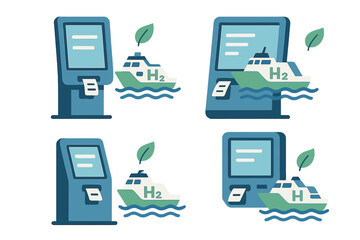 Innovative hydrogen fueling stations for eco-friendly vessels are presented in a modern design at a coastal location