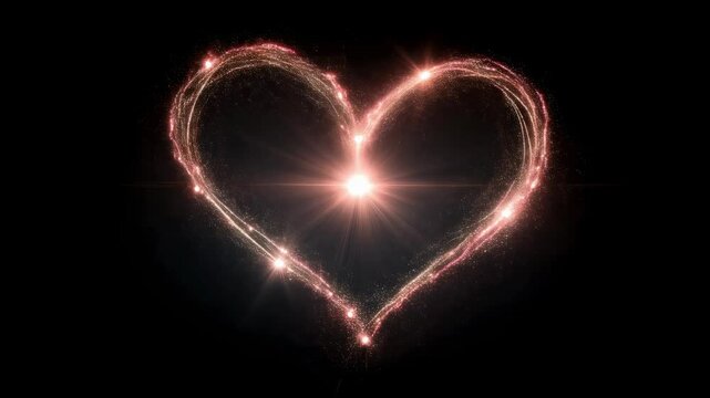 A radiant heart sparkles in the darkness signifying passion and commitment on Valentines Day. This visually stunning image captures the spirit of love making it an ideal choice for