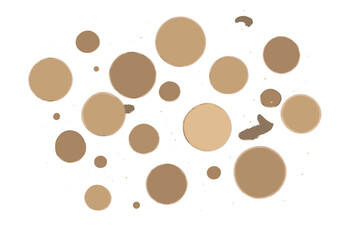 Different shades of beige circles scattered on a white background showcasing various tones and textures